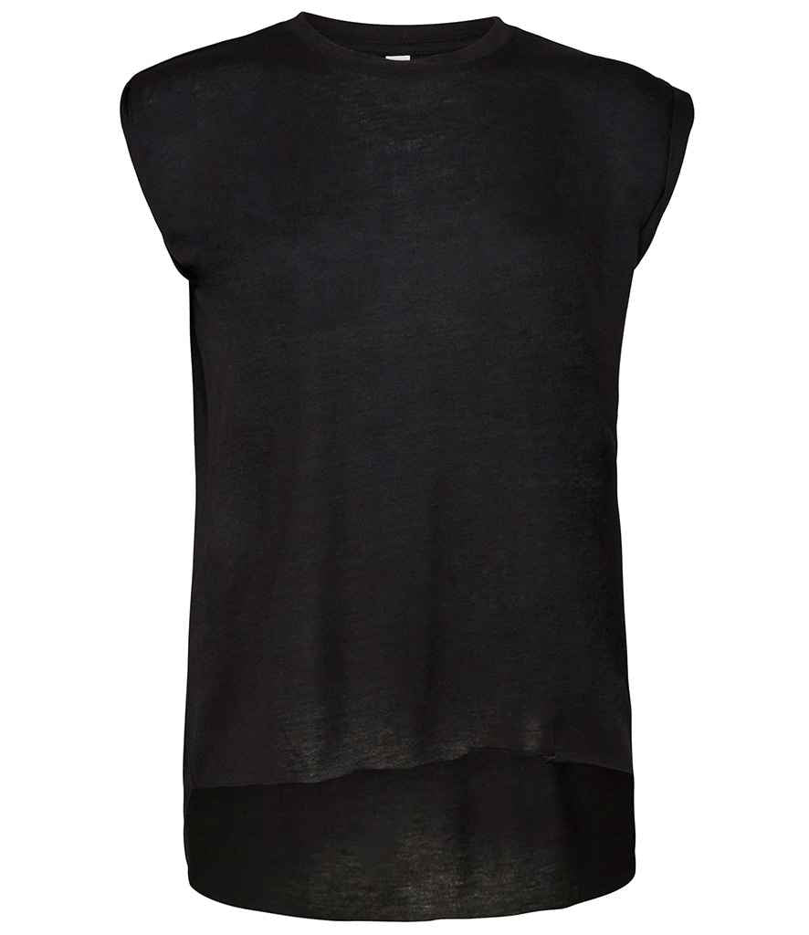 Bella Ladies Flowy Rolled Cuff Muscle TShirt
