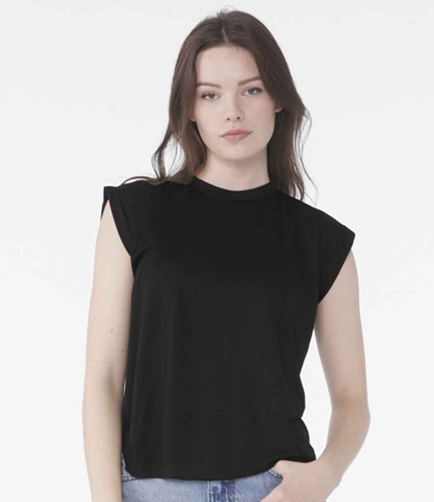 Bella Ladies Flowy Rolled Cuff Muscle TShirt