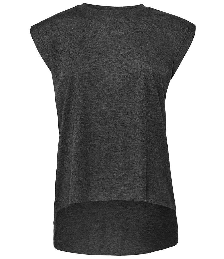 Bella Ladies Flowy Rolled Cuff Muscle TShirt