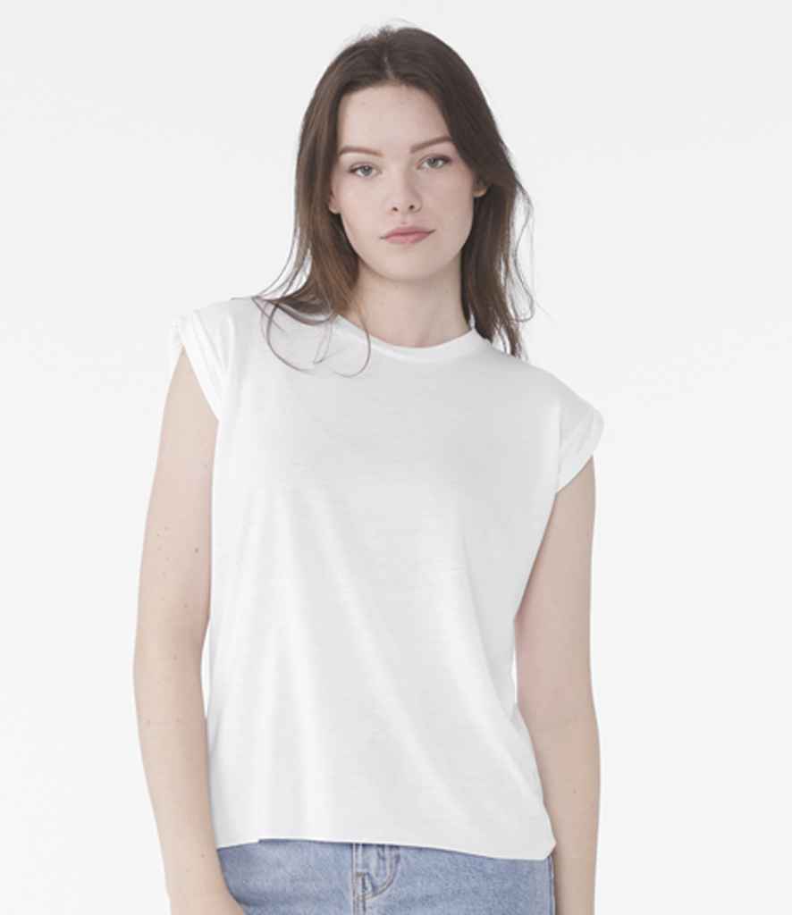 Bella Ladies Flowy Rolled Cuff Muscle TShirt