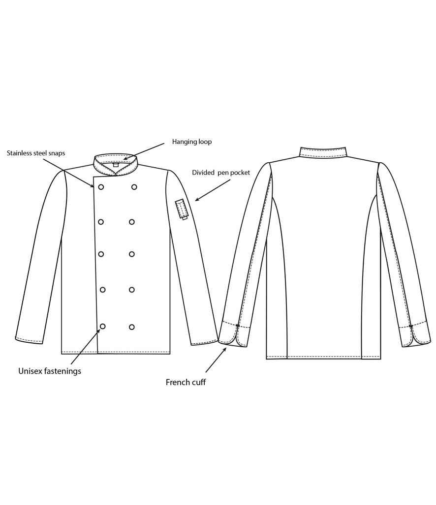 Dennys Long Sleeve Press Stud Chefs Jacket