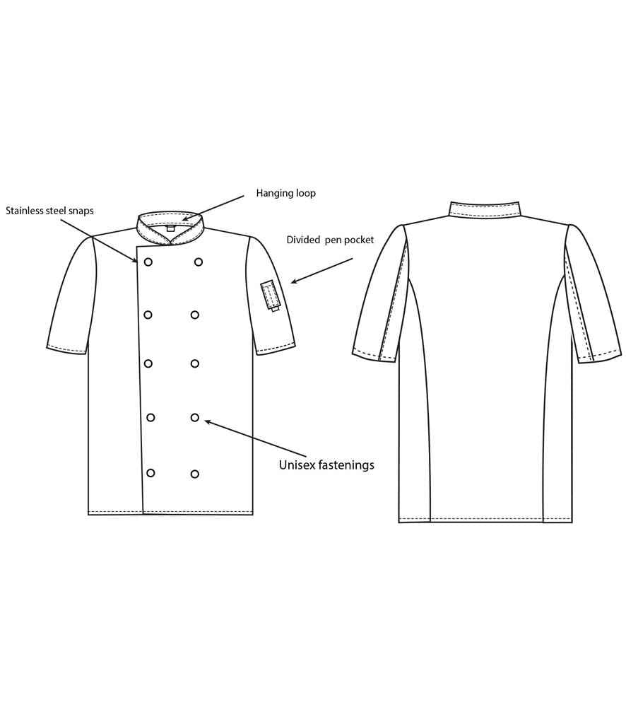 Dennys Short Sleeve Press Stud Chefs Jacket
