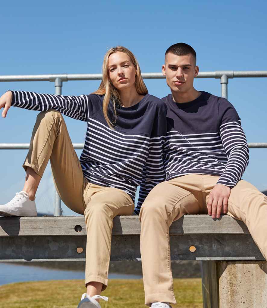 Front Row Unisex Long Sleeve Breton Striped TShirt