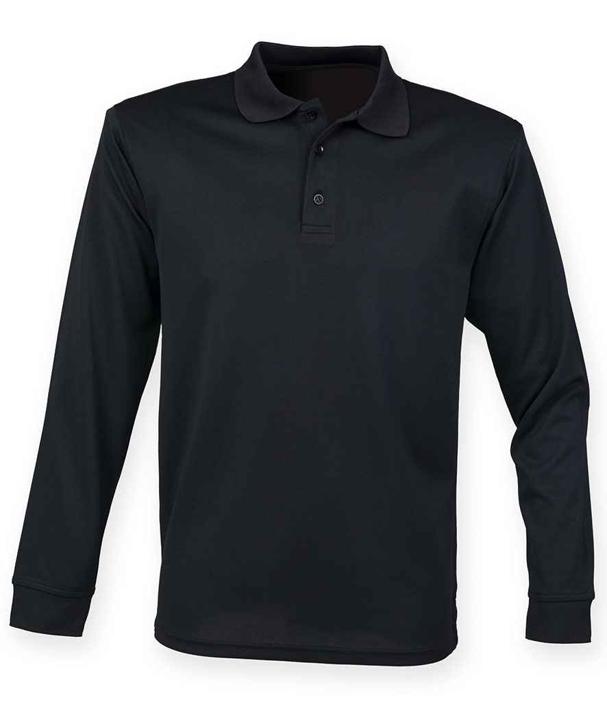 Henbury Unisex Long Sleeve Coolplus Piqu Polo Shirt