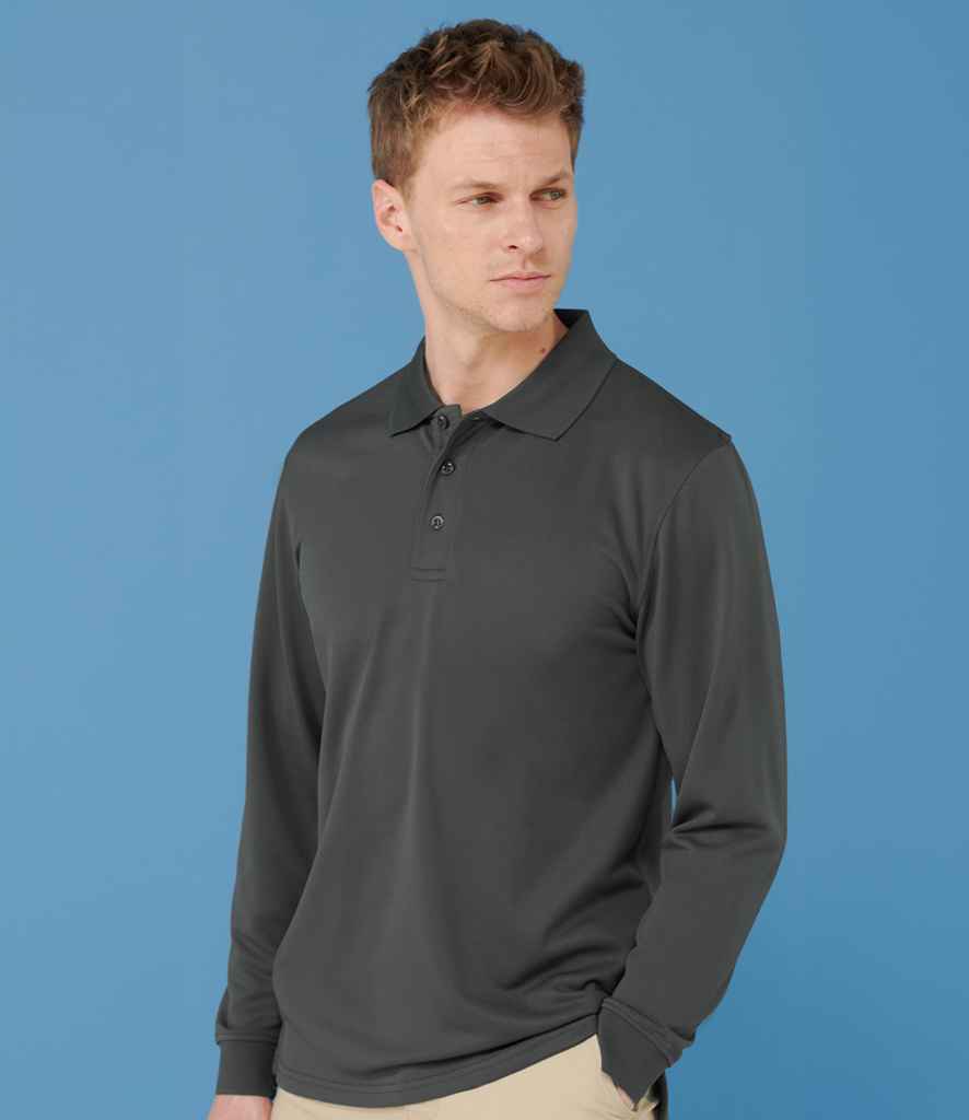 Henbury Unisex Long Sleeve Coolplus Piqu Polo Shirt