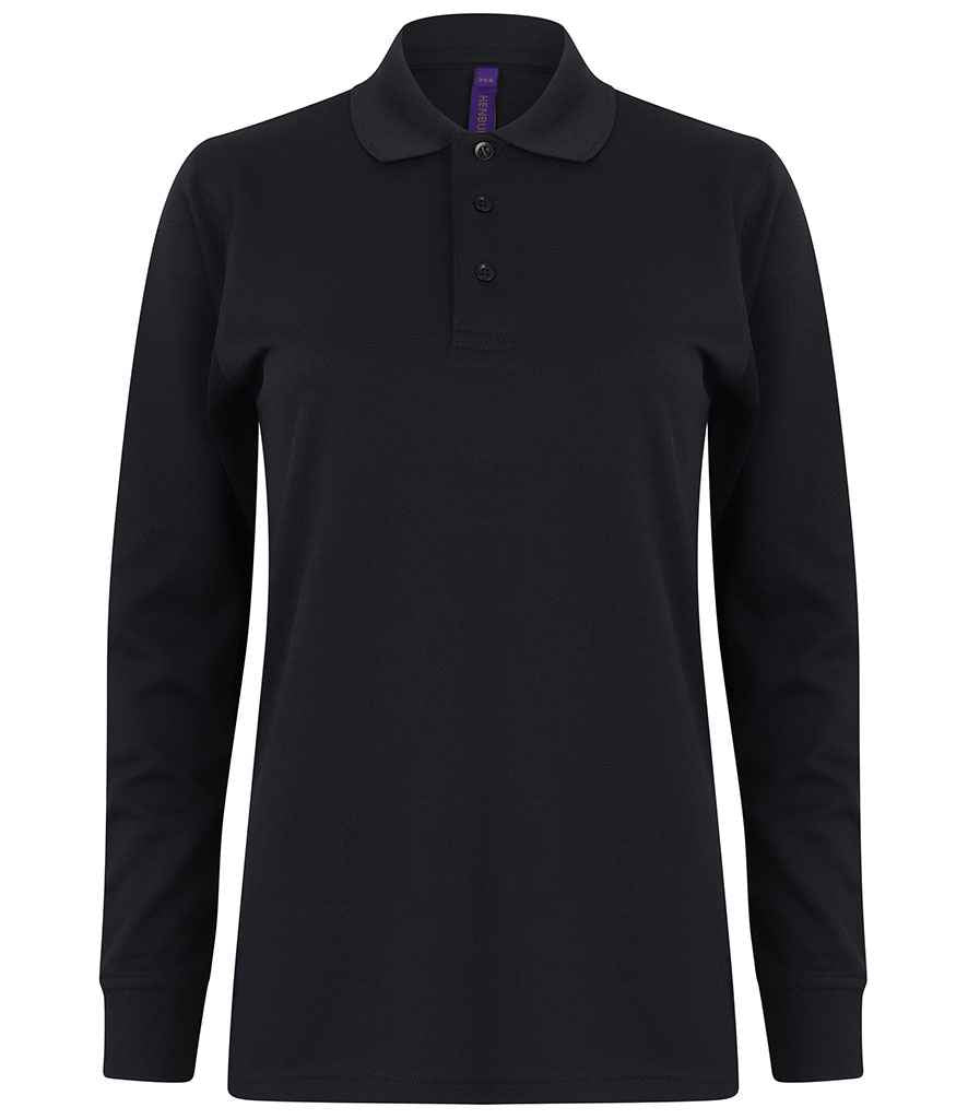 Henbury Unisex Long Sleeve Coolplus Piqu Polo Shirt