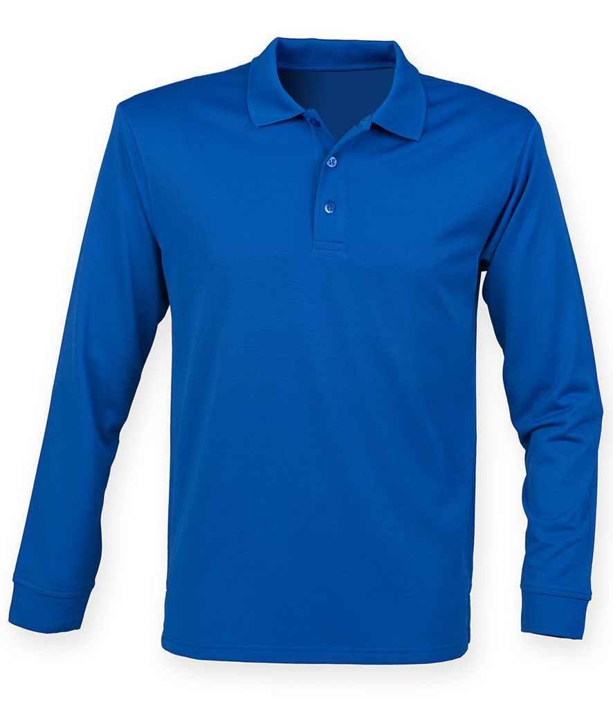 Henbury Unisex Long Sleeve Coolplus Piqu Polo Shirt