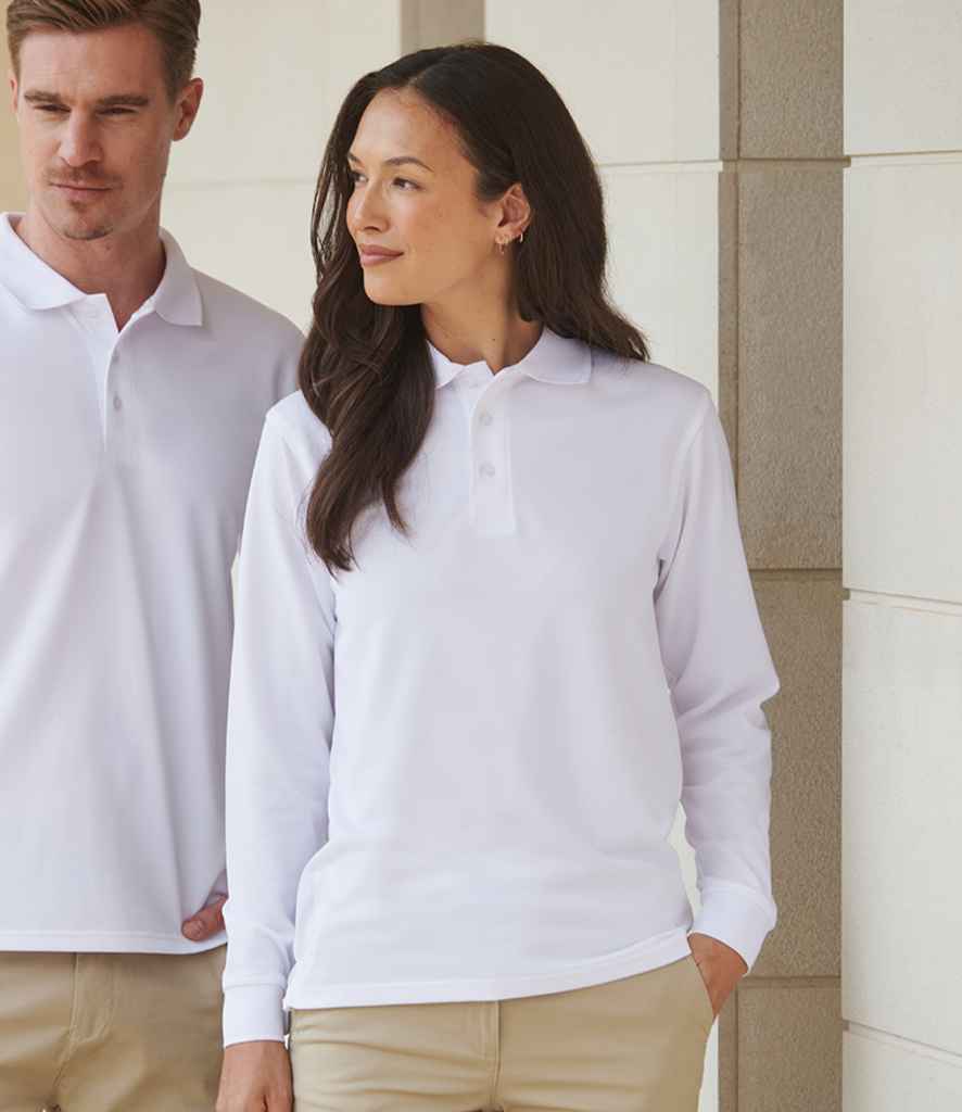 Henbury Unisex Long Sleeve Coolplus Piqu Polo Shirt