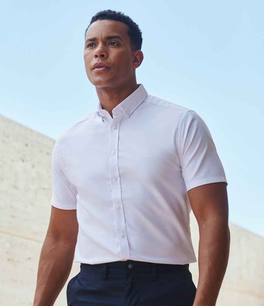 Henbury Modern Short Sleeve Slim Fit Oxford Shirt