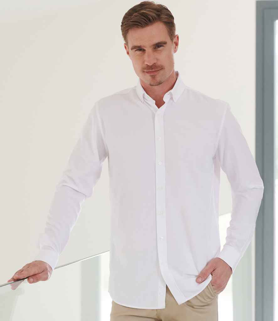 Henbury Long Sleeved Cotton Feel Coolplus Shirt
