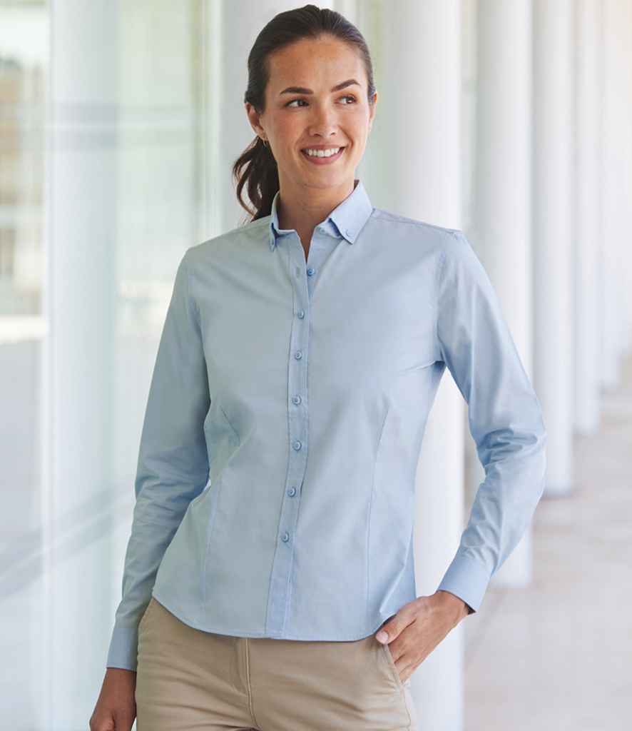 Henbury Ladies Long Sleeved Cotton Feel Coolplus Shirt