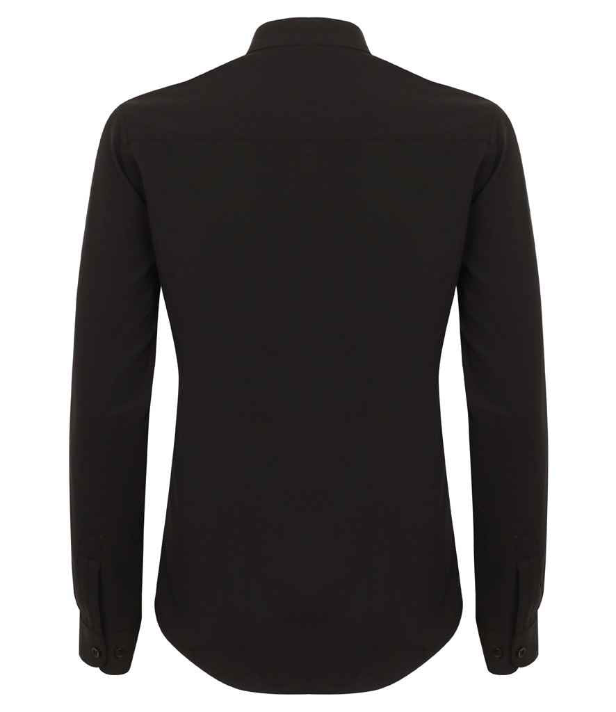 Henbury Ladies Mandarin Roll Sleeve AntiBac Wicking Shirt