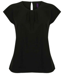 Henbury Ladies Pleat Front Short Sleeve Blouse