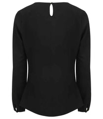 Henbury Ladies Pleat Front Long Sleeve Blouse