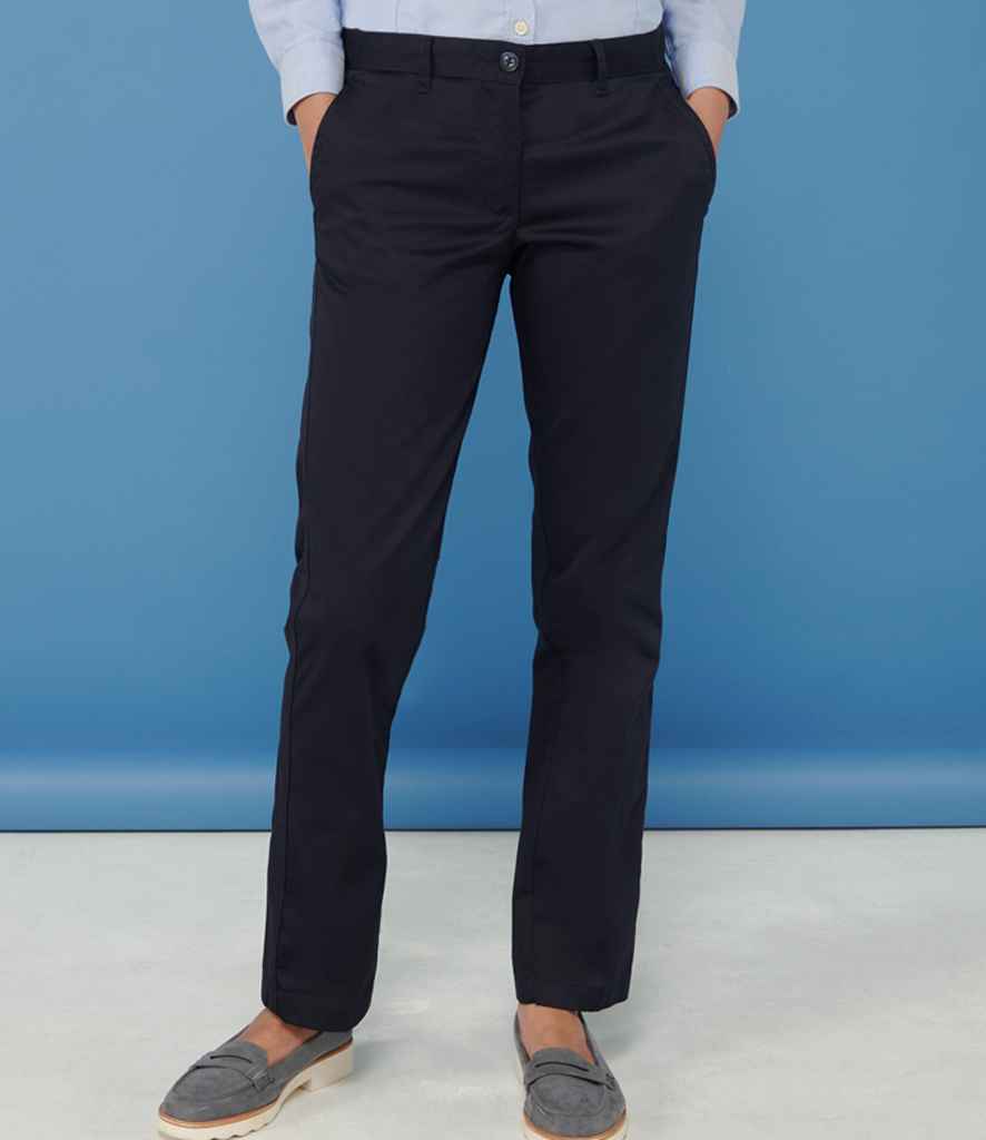 Henbury Ladies 6535 Flat Fronted Chino Trousers
