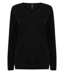 Henbury Ladies Lightweight Cotton Acrylic V Neck Sweater