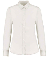 Kustom Kit Ladies Long Sleeve Tailored Stretch Oxford Shirt
