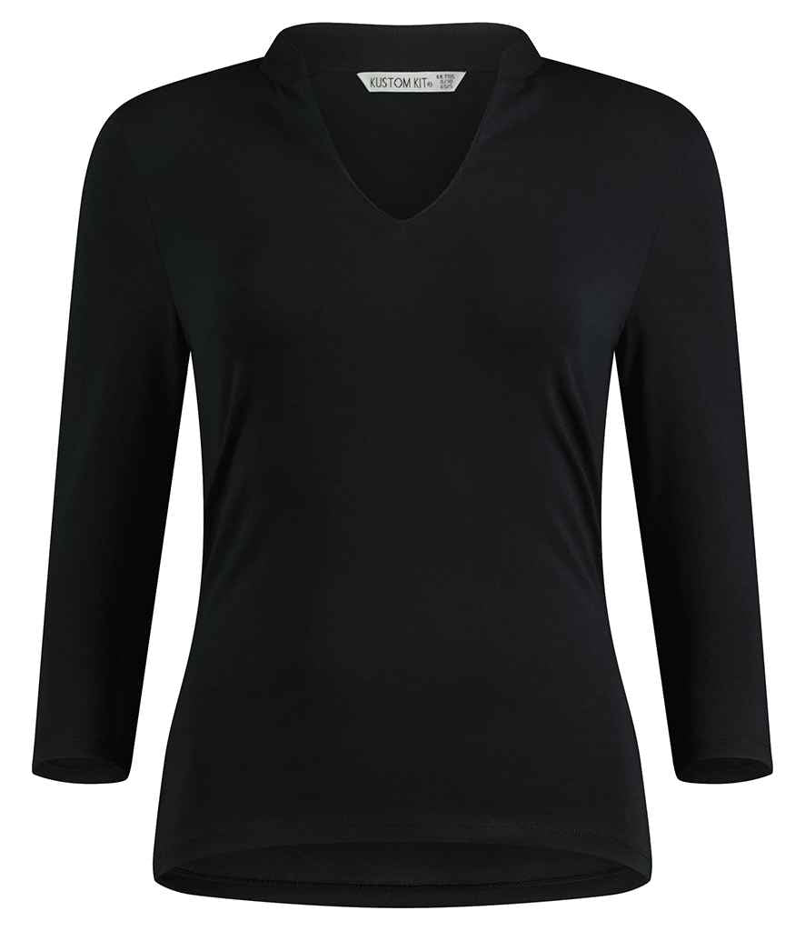 Kustom Kit Ladies 34 Sleeve Mandarin Collar Top