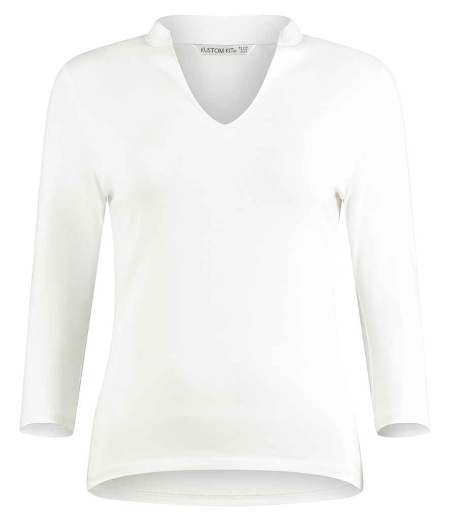 Kustom Kit Ladies 34 Sleeve Mandarin Collar Top