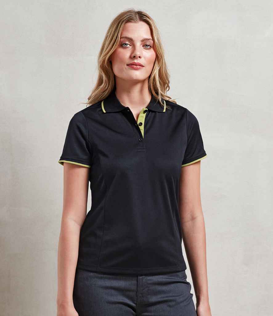 Premier Ladies Contrast Coolchecker Piqu Polo Shirt