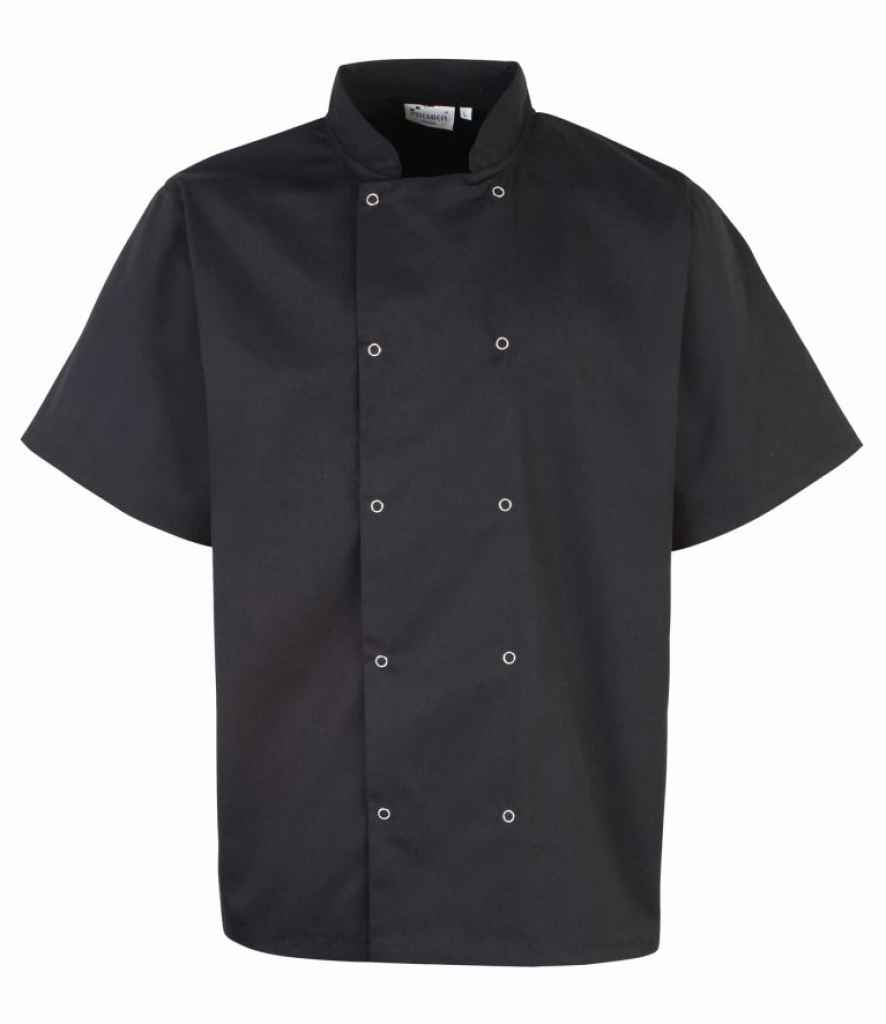 Premier Unisex Short Sleeve Stud Front Chefs Jacket