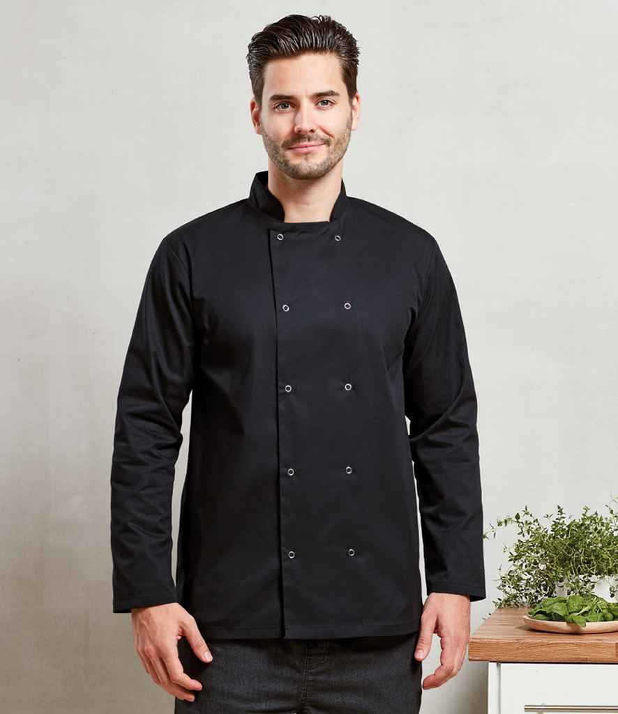 Premier Unisex Long Sleeve Stud Front Chefs Jacket