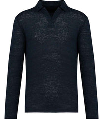 Spasso Long Sleeve Linen Polo Shirt