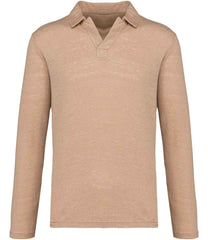 Spasso Long Sleeve Linen Polo Shirt