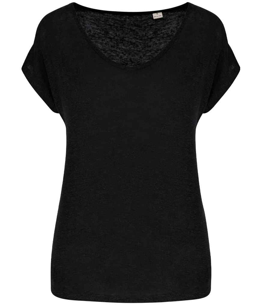 Spasso Ladies V Neck Linen TShirt