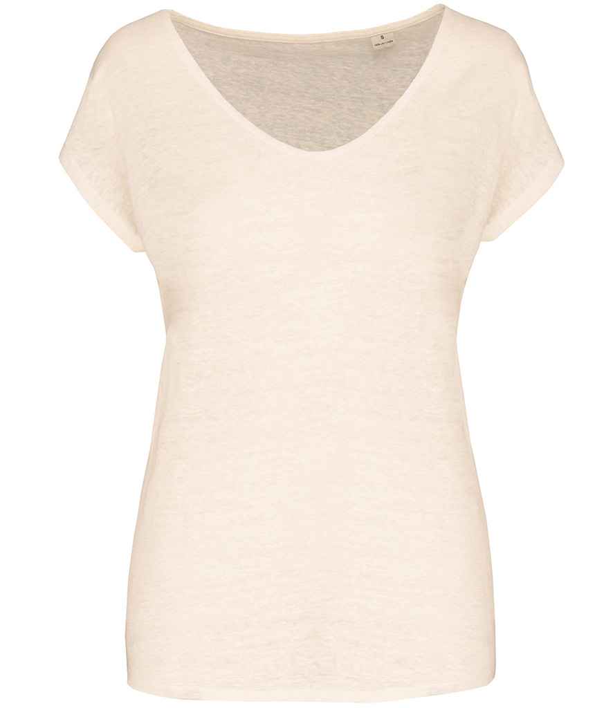 Spasso Ladies V Neck Linen TShirt
