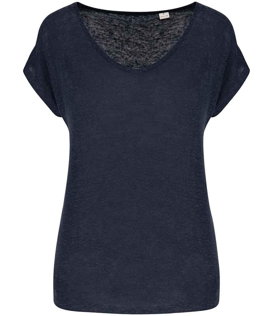 Spasso Ladies V Neck Linen TShirt