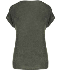 Spasso Ladies V Neck Linen TShirt
