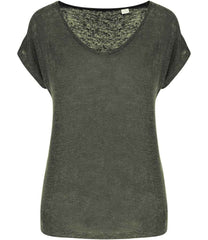 Spasso Ladies V Neck Linen TShirt