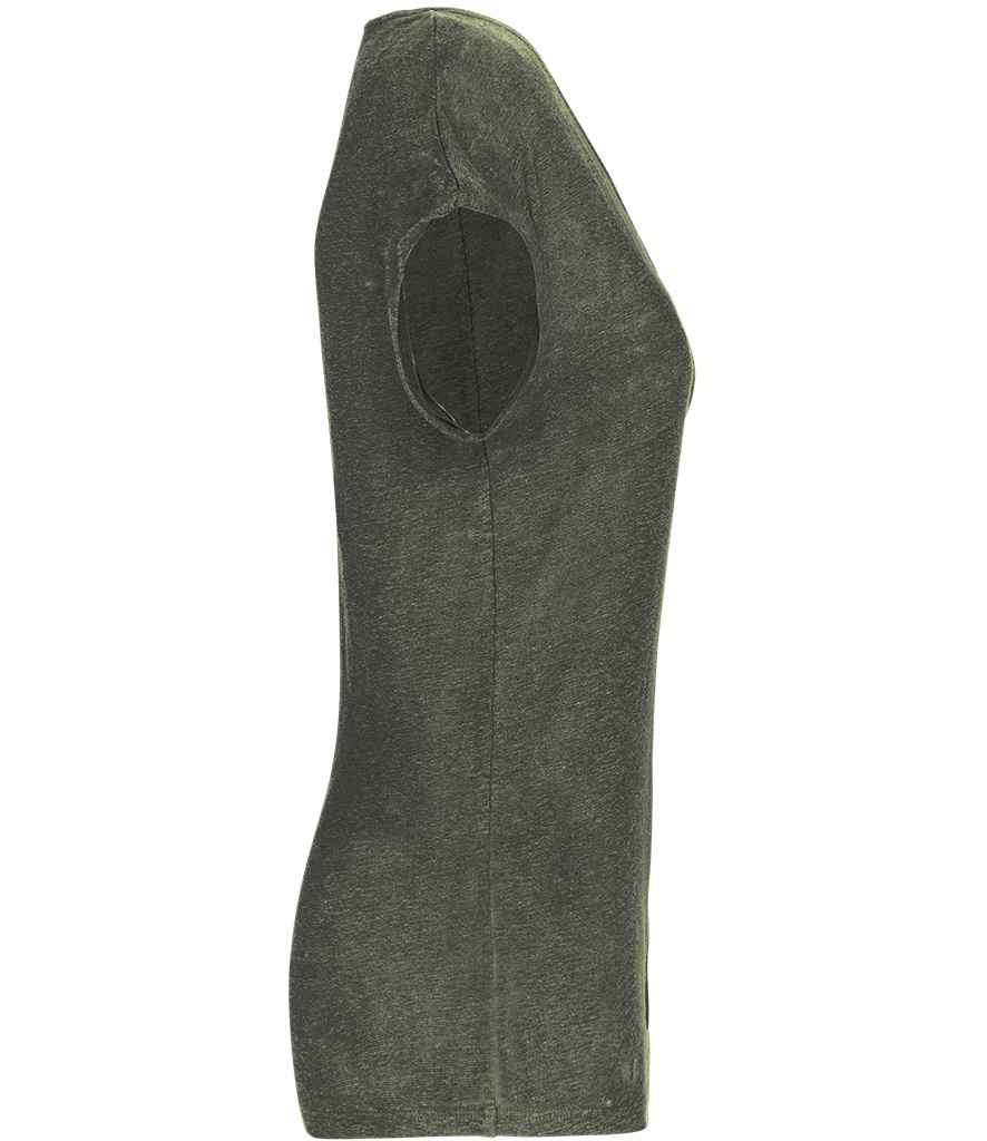 Spasso Ladies V Neck Linen TShirt