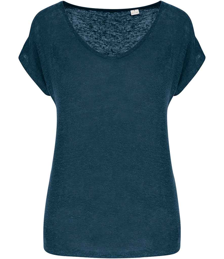 Spasso Ladies V Neck Linen TShirt