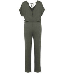 Spasso Ladies Short Sleeve Linen Knit Jumpsuit