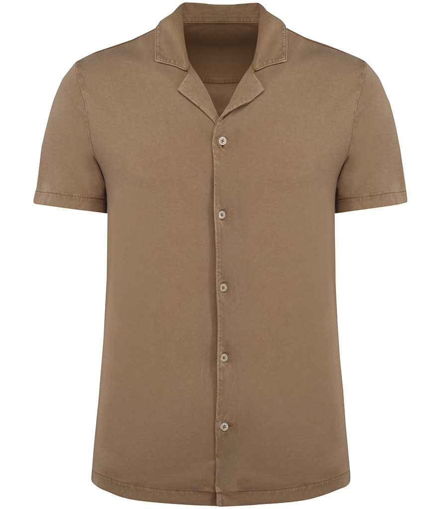 Spasso Jersey Short Sleeve Bowling Collar Shirt