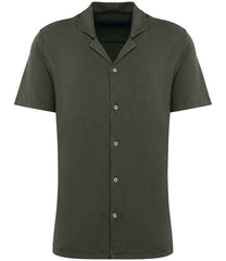 Spasso Jersey Short Sleeve Bowling Collar Shirt
