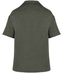 Spasso Ladies Short Sleeve Linen Bowling Collar Shirt
