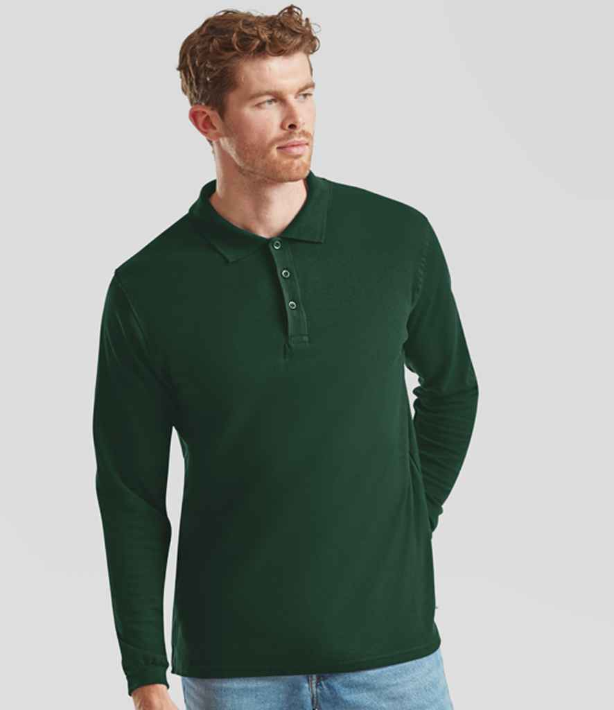 Fruit of the Loom Premium Long Sleeve Cotton Piqu Polo Shirt