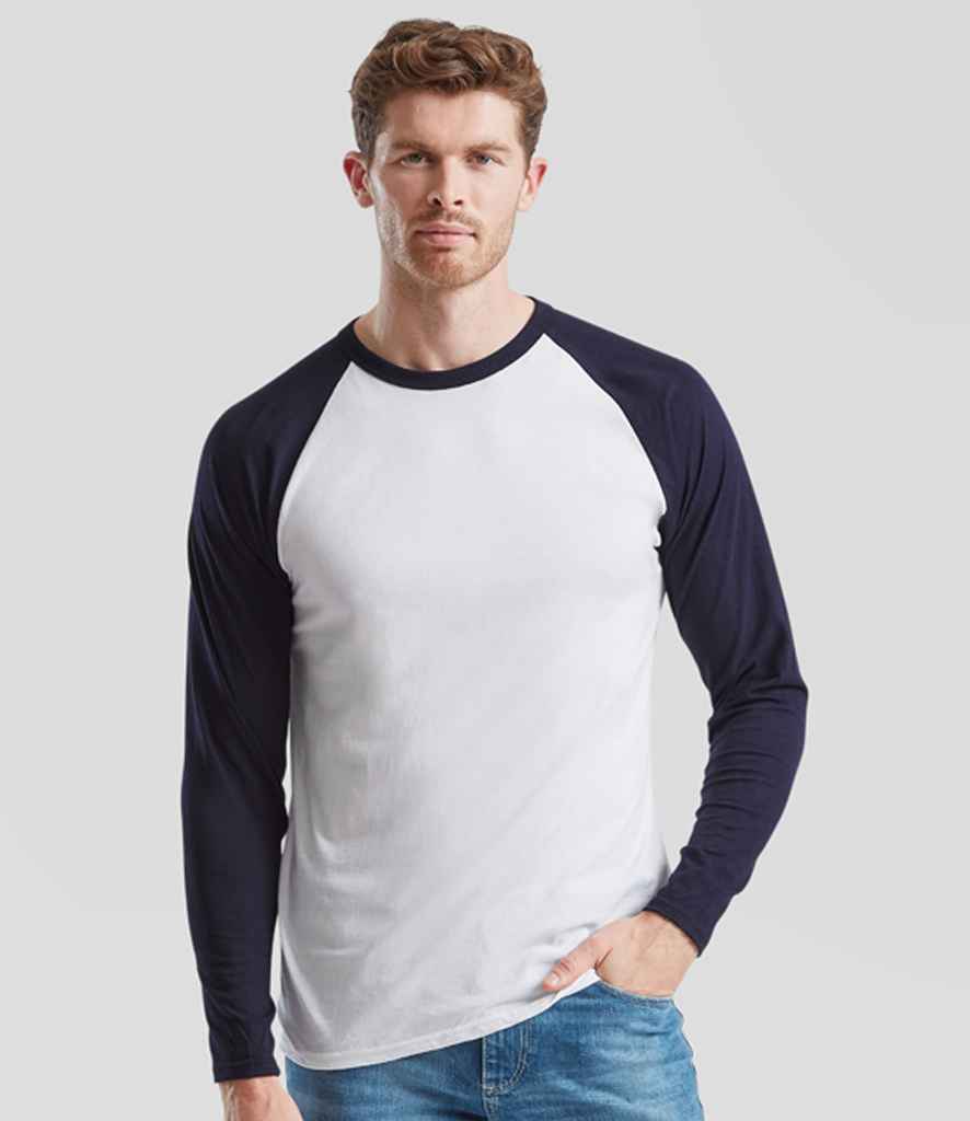 Fruit of the Loom Contrast Long Sleeve Baseball TShirt