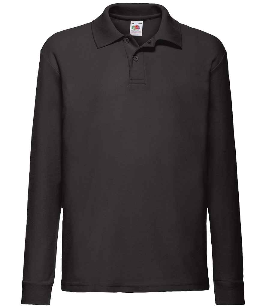 Fruit of the Loom Kids Long Sleeve PolyCotton Piqu Polo Shirt
