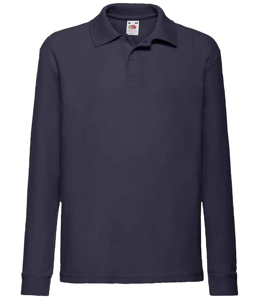 Fruit of the Loom Kids Long Sleeve PolyCotton Piqu Polo Shirt