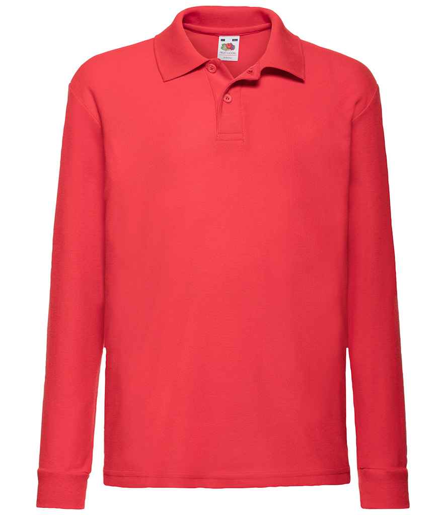 Fruit of the Loom Kids Long Sleeve PolyCotton Piqu Polo Shirt