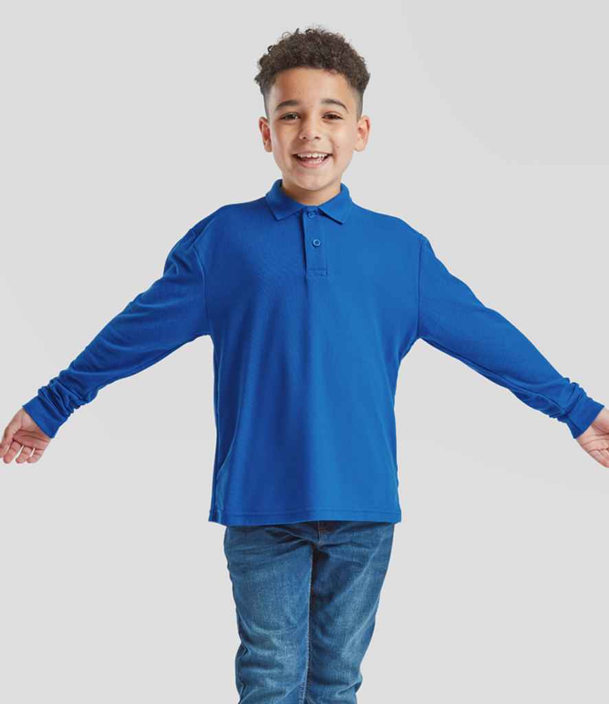 Fruit of the Loom Kids Long Sleeve PolyCotton Piqu Polo Shirt