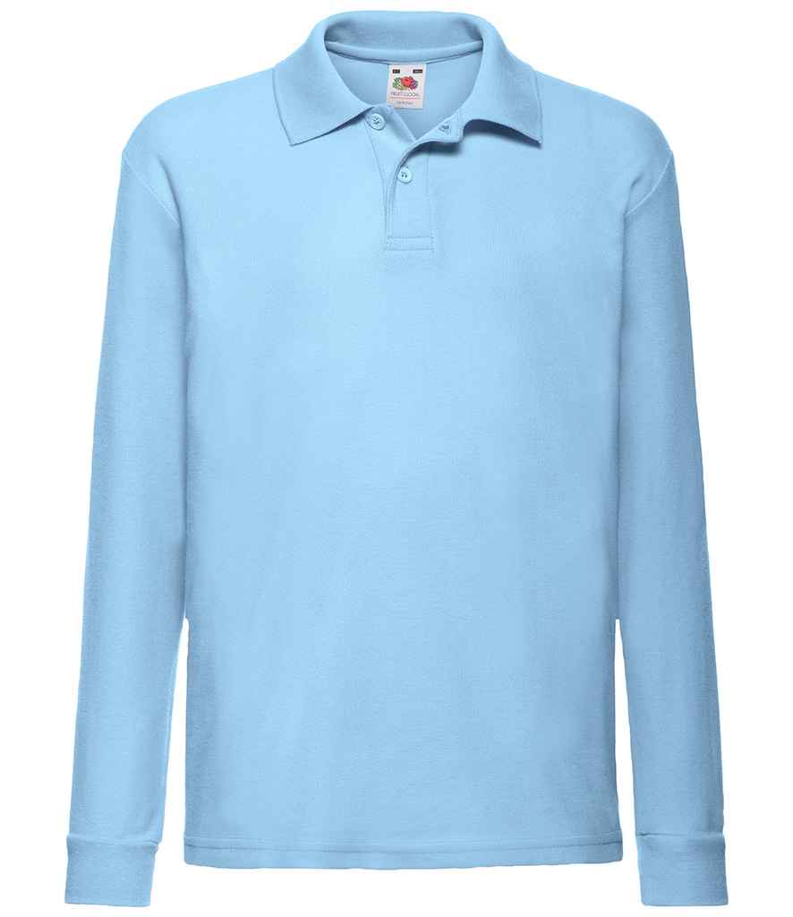 Fruit of the Loom Kids Long Sleeve PolyCotton Piqu Polo Shirt