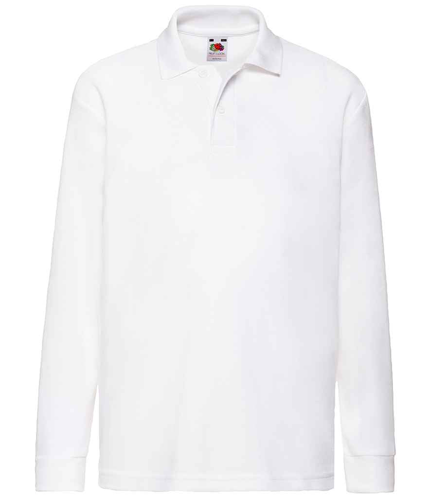 Fruit of the Loom Kids Long Sleeve PolyCotton Piqu Polo Shirt