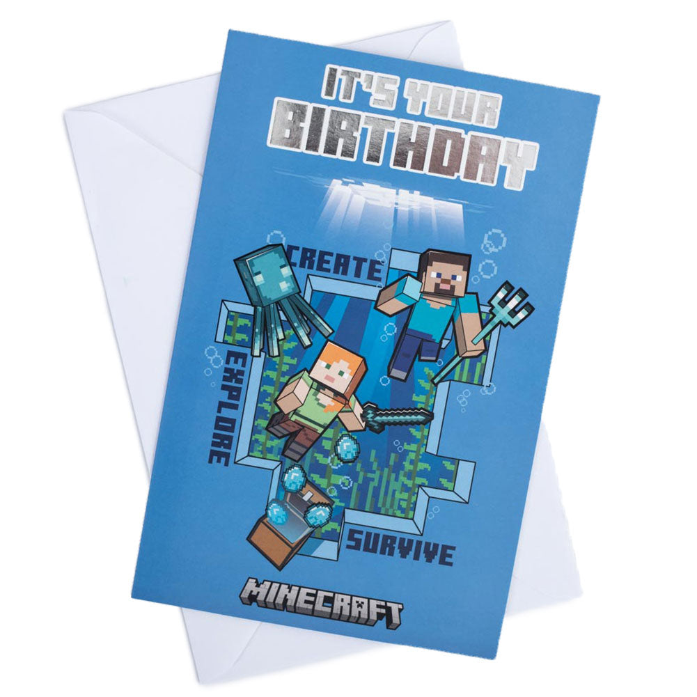 Minecraft Birthday Card – Trident