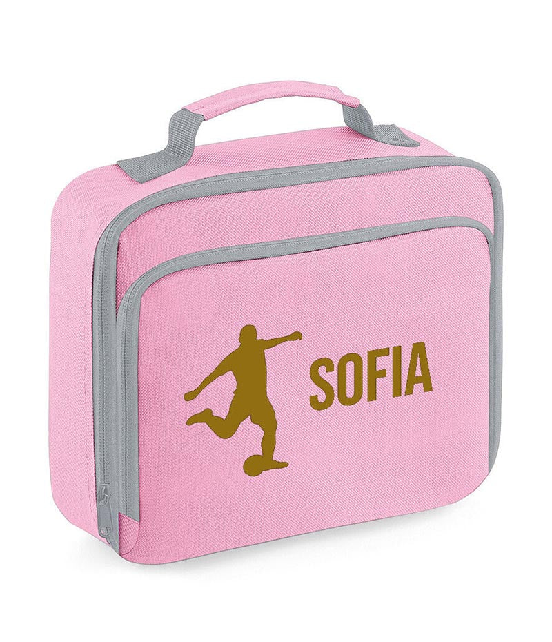 Personalised Lunch Bag Football Boys School Insulated Any Name Kids Snack Box