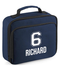 Personalised School Lunch Bag Kids Insulated Football Kids Name Number Snack Box